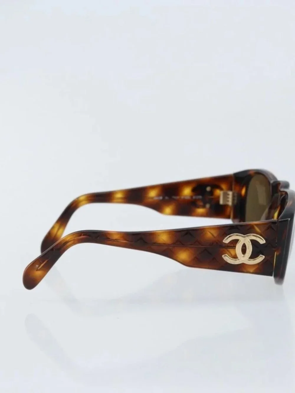 CHANEL COCO Mark Sunglasses plastic Brown 01450 91235 CC Auth BA11839